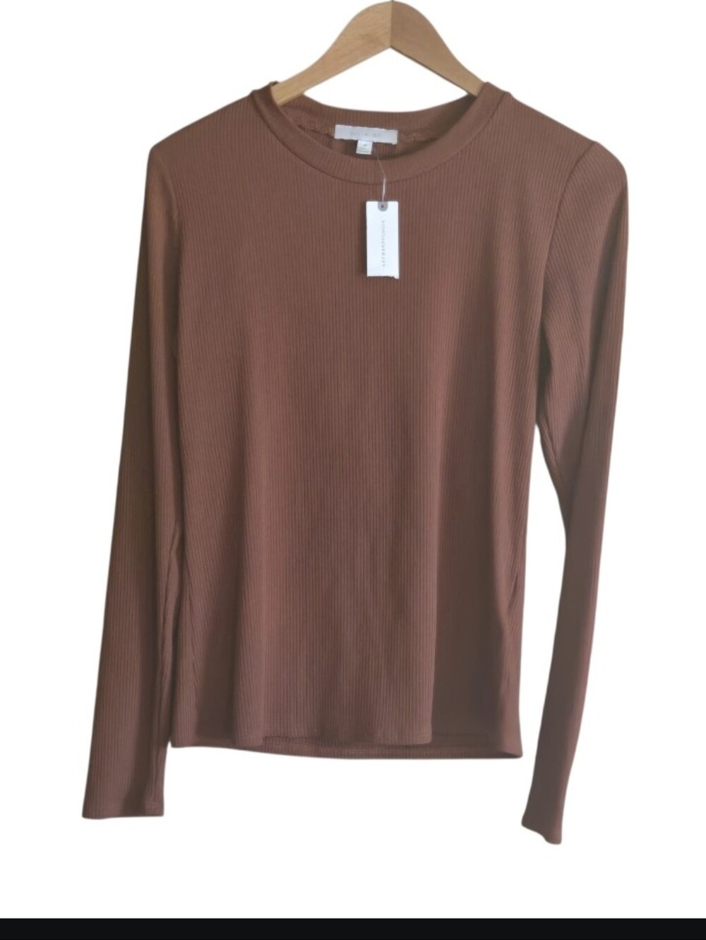 Anthropologie Ribbed Long Sleeve Shirt Spiced Nutmeg